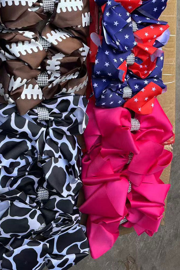 Chic double layer rehinestone 7.5" hot pink boutique girls hairbow $12 for 12pc