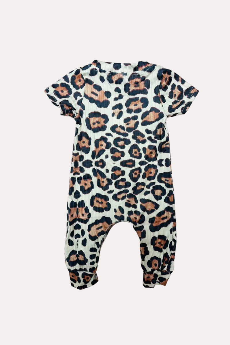 1143WY Cheetah print short sleeve baby romper