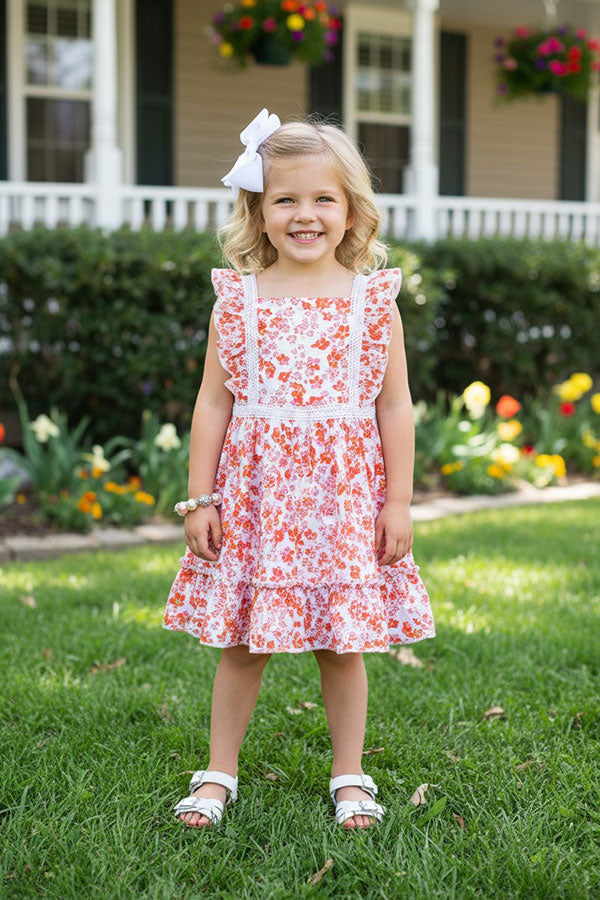 Western chic lace patchwork girls boutique dress w/ruffle XCH0555-11H – Lulu Clothes