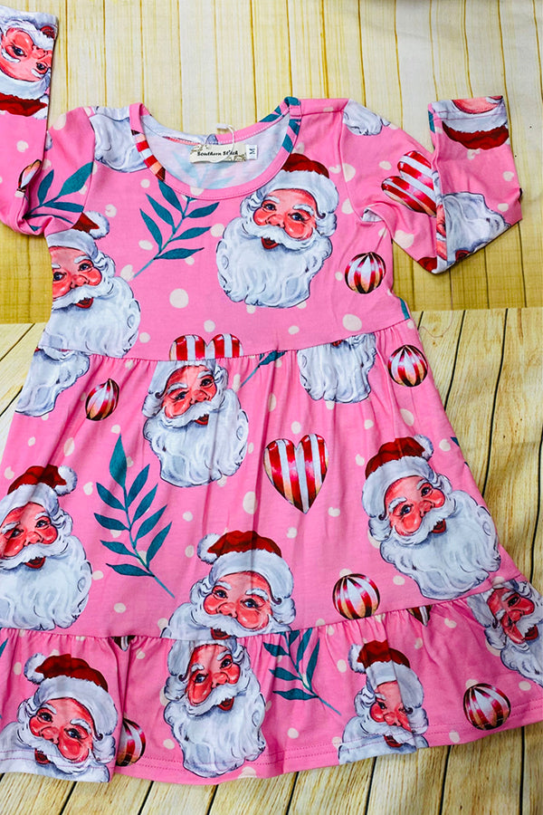 Santas & Hearts & Balls print long sleeve dress XCH0017-2H