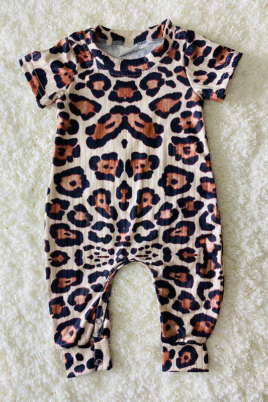 Cheetah print short sleeve baby romper 1143WY