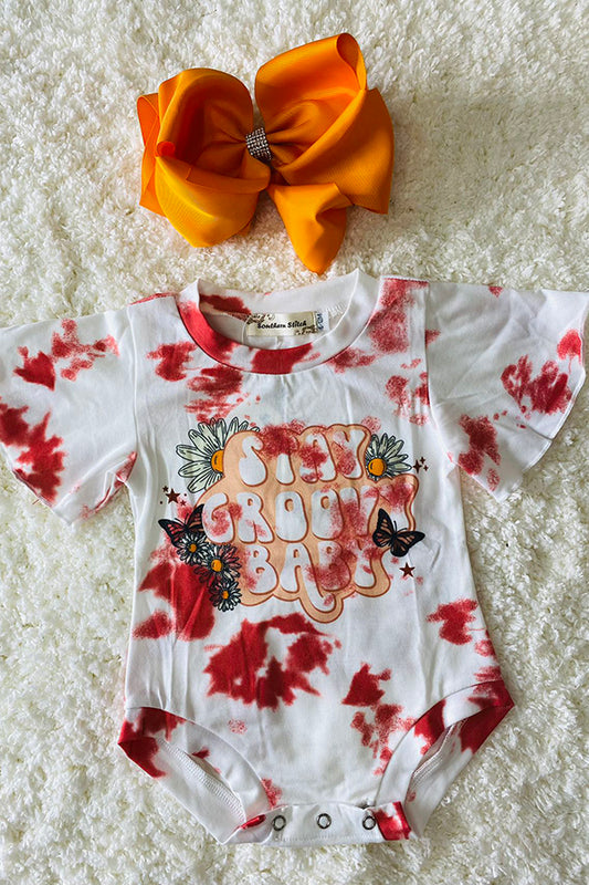 XCH0999-12H GROOVY BABY red tie dye baby rompers