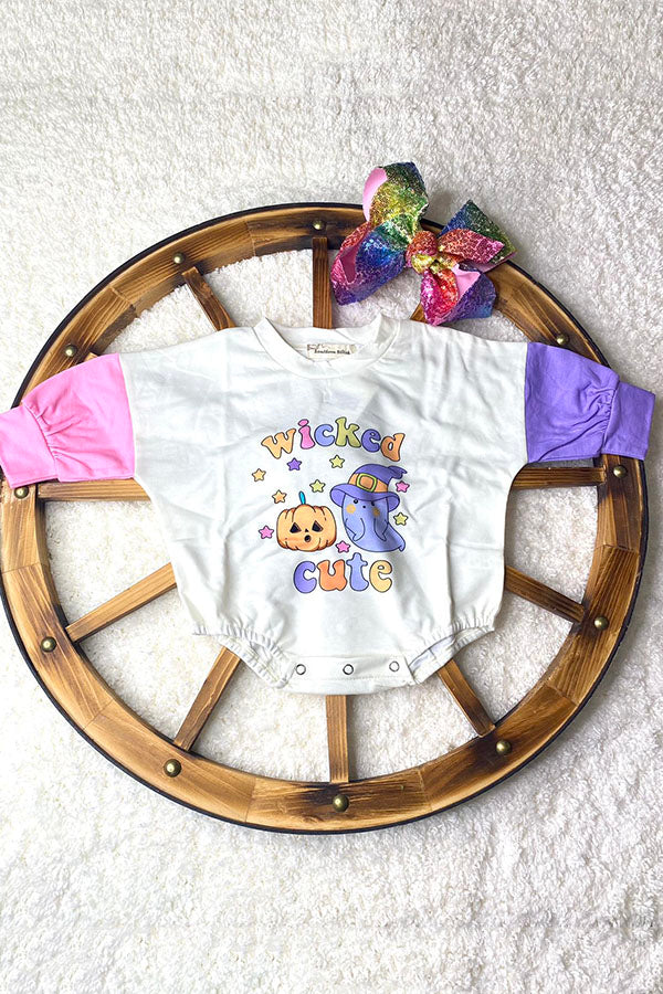 Wholesale wicked cute pumpkin & gost prints baby onesie X0014-1