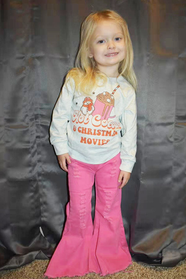 XCH0011-5H Wholesale Hot Cocoa CHRISTMAS MOVIES grey long sleeve sweatshirt