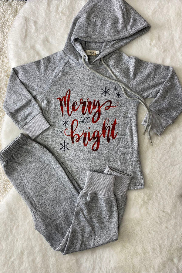 BQ2408 Mom and Me Christmas hoody sweatershirt 2pc kids clothing sets