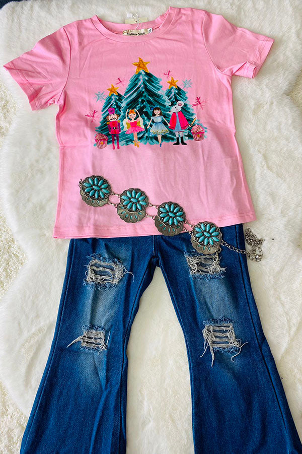 XCH01003 Pink princess print short sleeve girls top wholesale A7S8