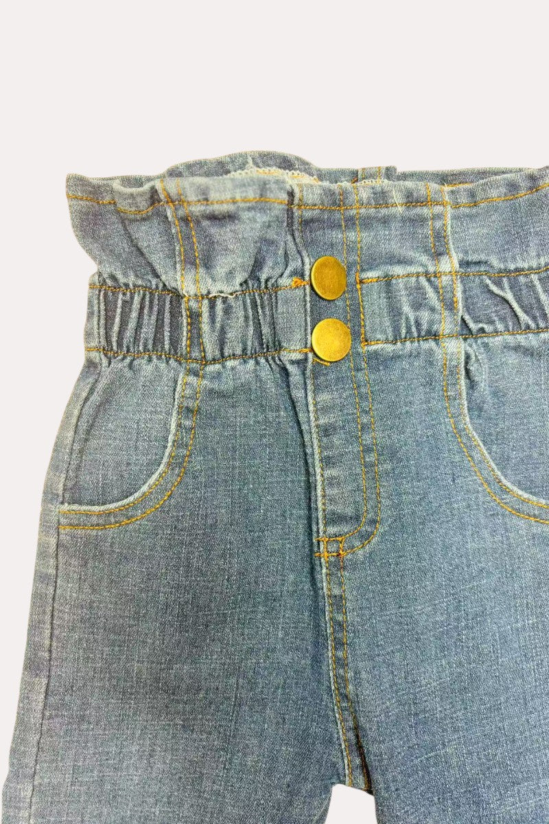 230115M Blue denim two buttons skinny girls jeans