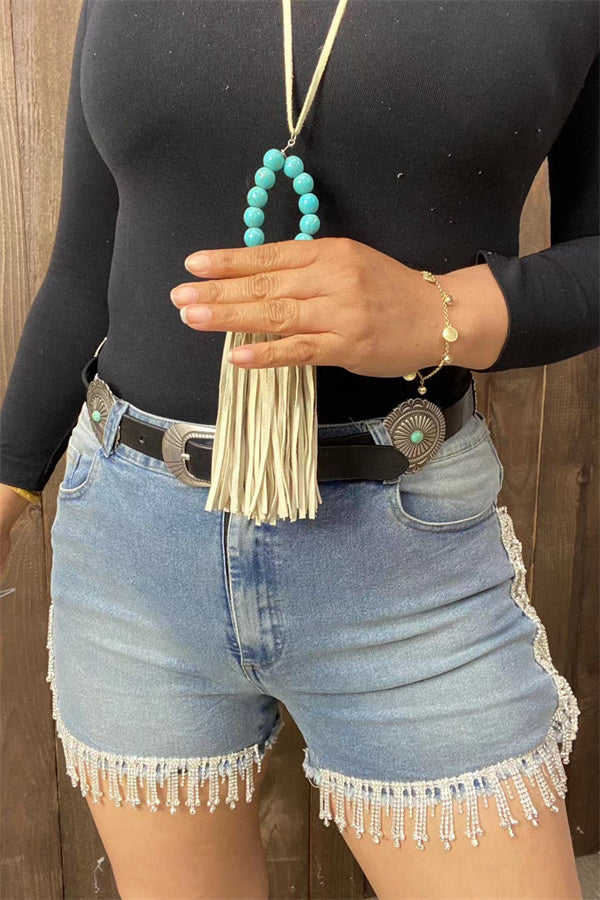 DLH13759 Rhinestone w/pockets denim women shorts