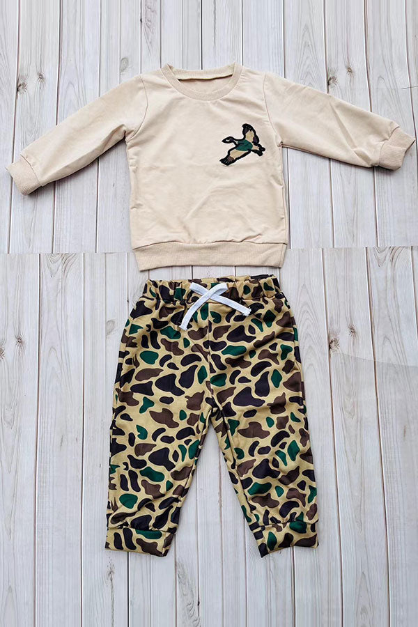 Western malladrd embroidery sweatshirt & pant boy's boutique set 2601104M