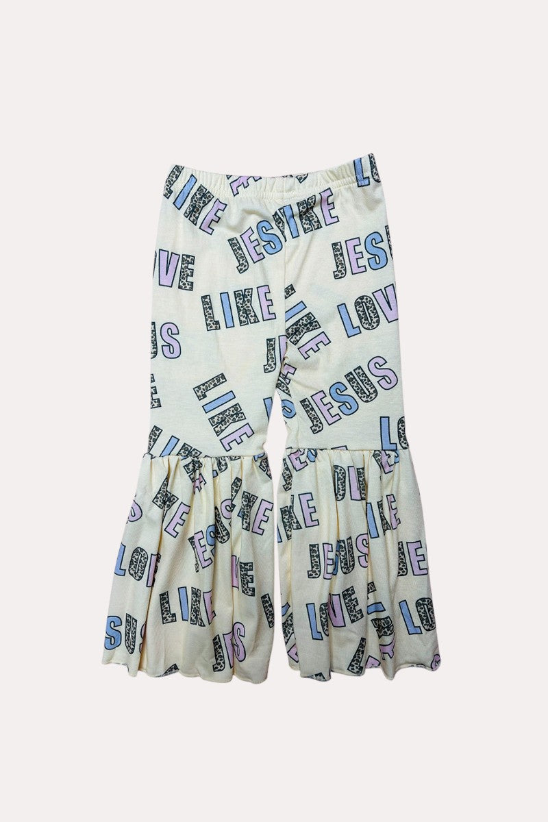 D0923-21 "LOVE LIKE JESUS" top and bell bottoms 2pc girls set