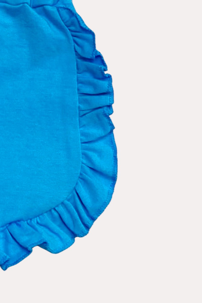 Turquoise floral short sleeve 2pc short & top set D1215-13