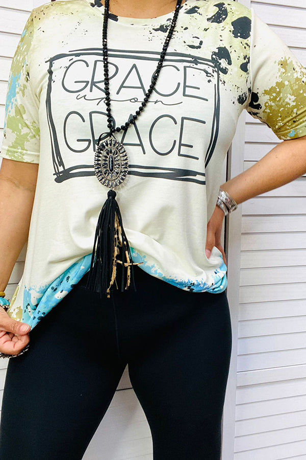 DLH14755 GRACE printed short sleeve women top