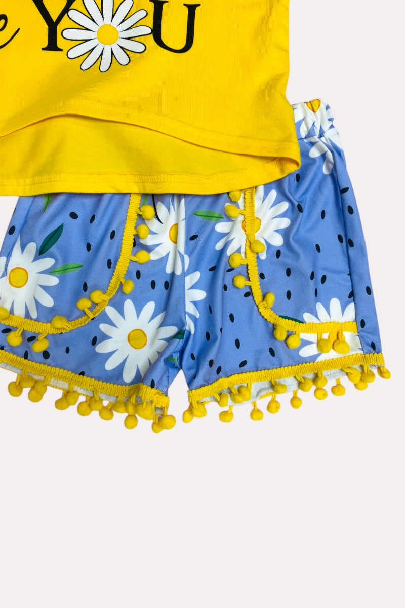 "Be kind, Be happy, Be YOU" daisies yellow 2pc set D2424