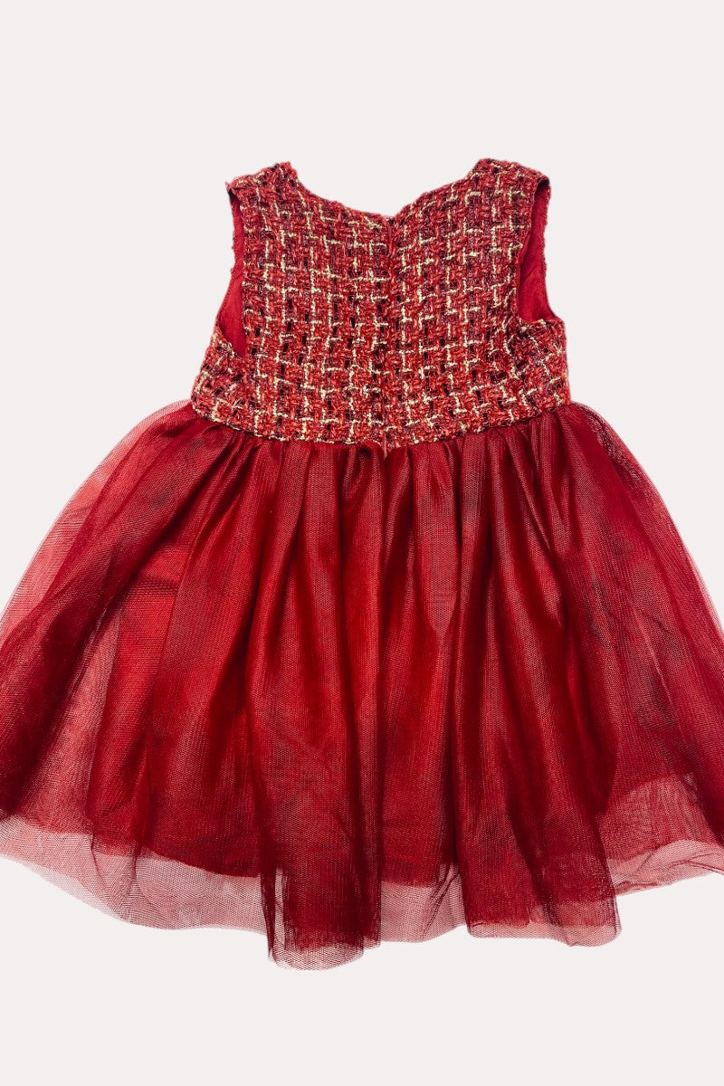 D2826 Burgundy sparkle coat & tulle dress 2pc girls clothing sets