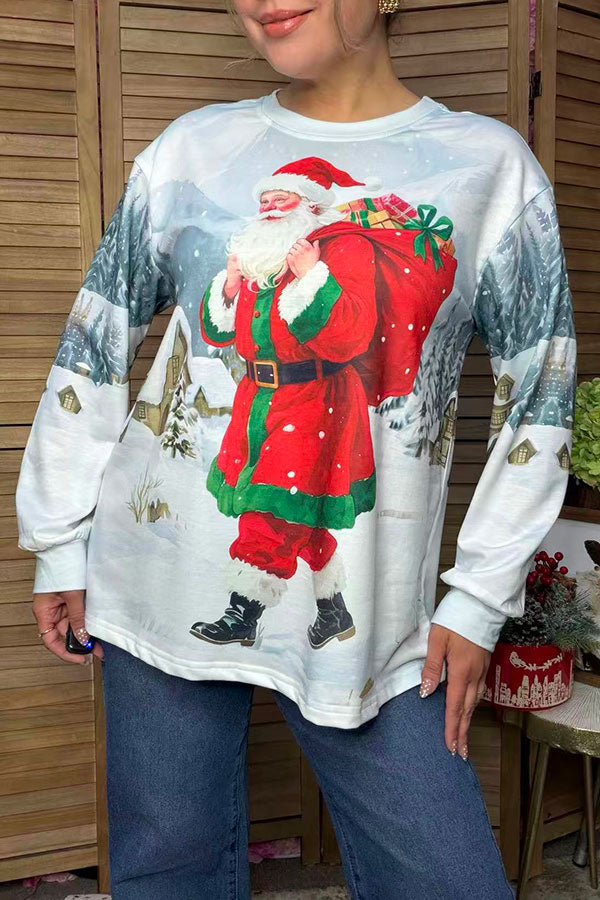 Christmas Santa winter scene women's boutique top Southern Stitch HQ17658