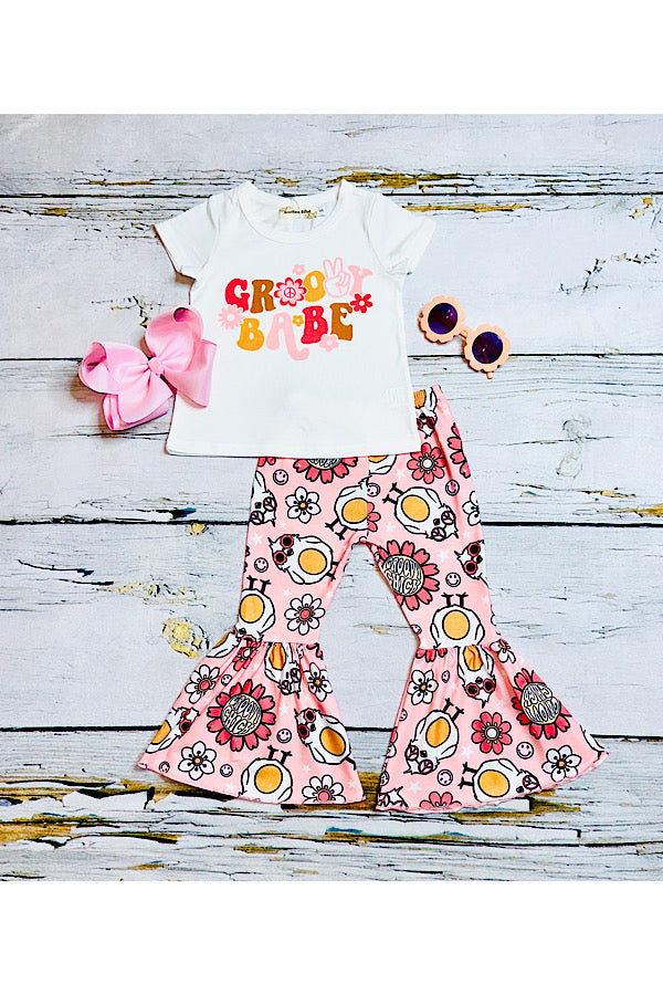 "GROOVY BABE" chicks 2ps short sleeve set XCH0777-32H