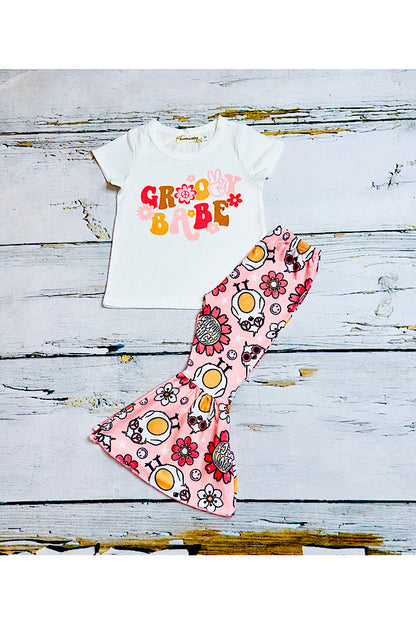 "GROOVY BABE" chicks 2ps short sleeve set XCH0777-32H