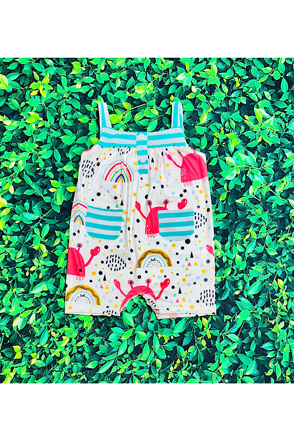Crabs & rainbows sleeveless baby romper DLH2482