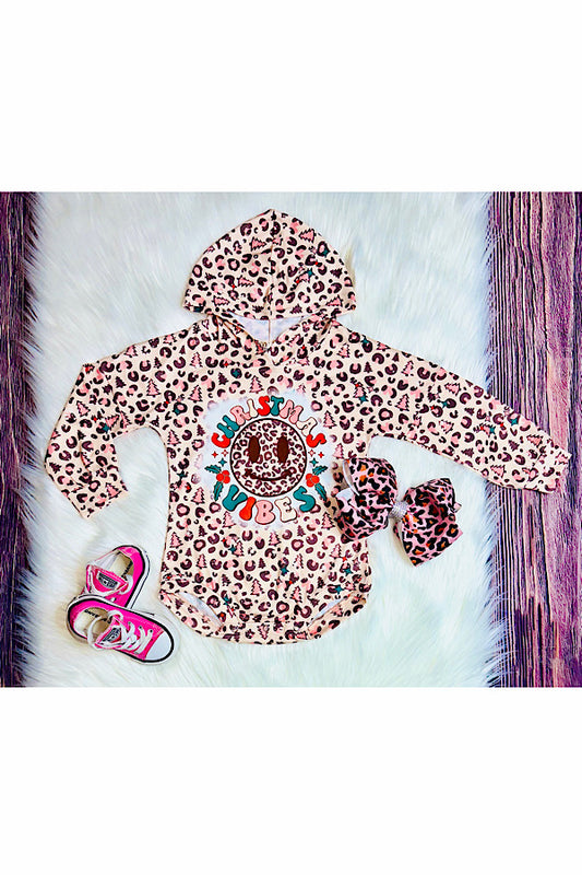 "CHRISTMAS VIBES" smiley face baby onesie w/hoodie XCH0012-2H