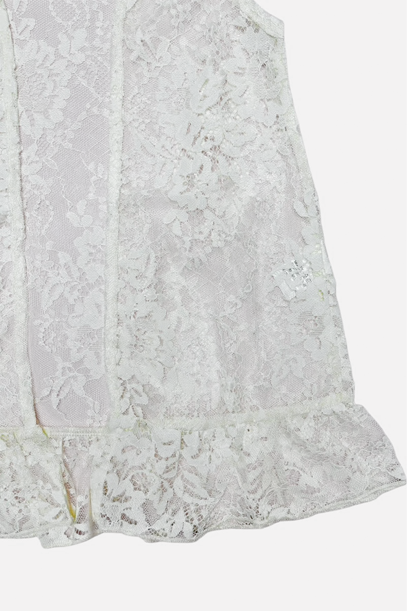 XCH0001-5H Cream open style lace sleeveless girls cardigan/vest