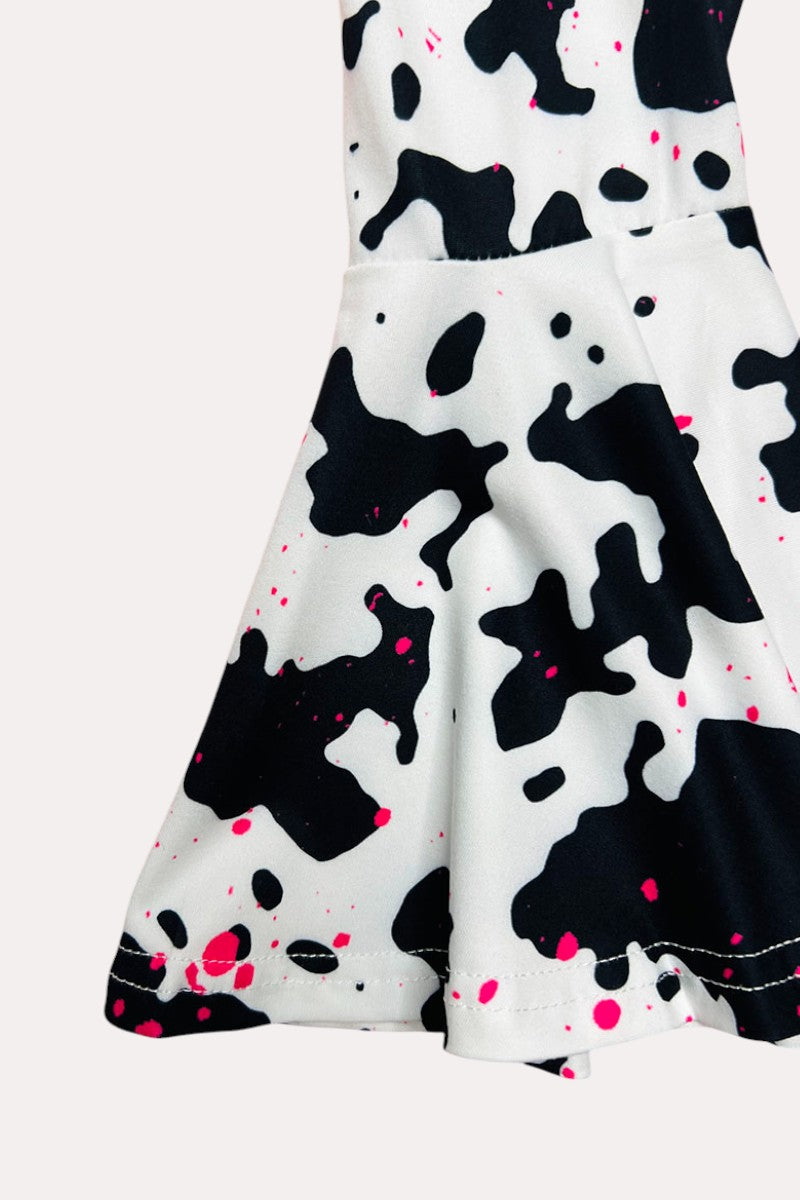 X0010-1 "WESTERN BARBIE" cow print top & pant 2pc girls sets