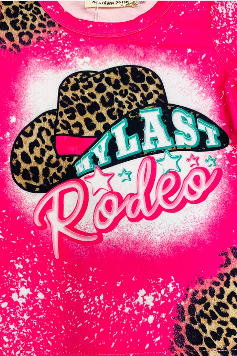 X0018-17 "MY LAST REDEO" top & leopard pant 2pc western girls sets
