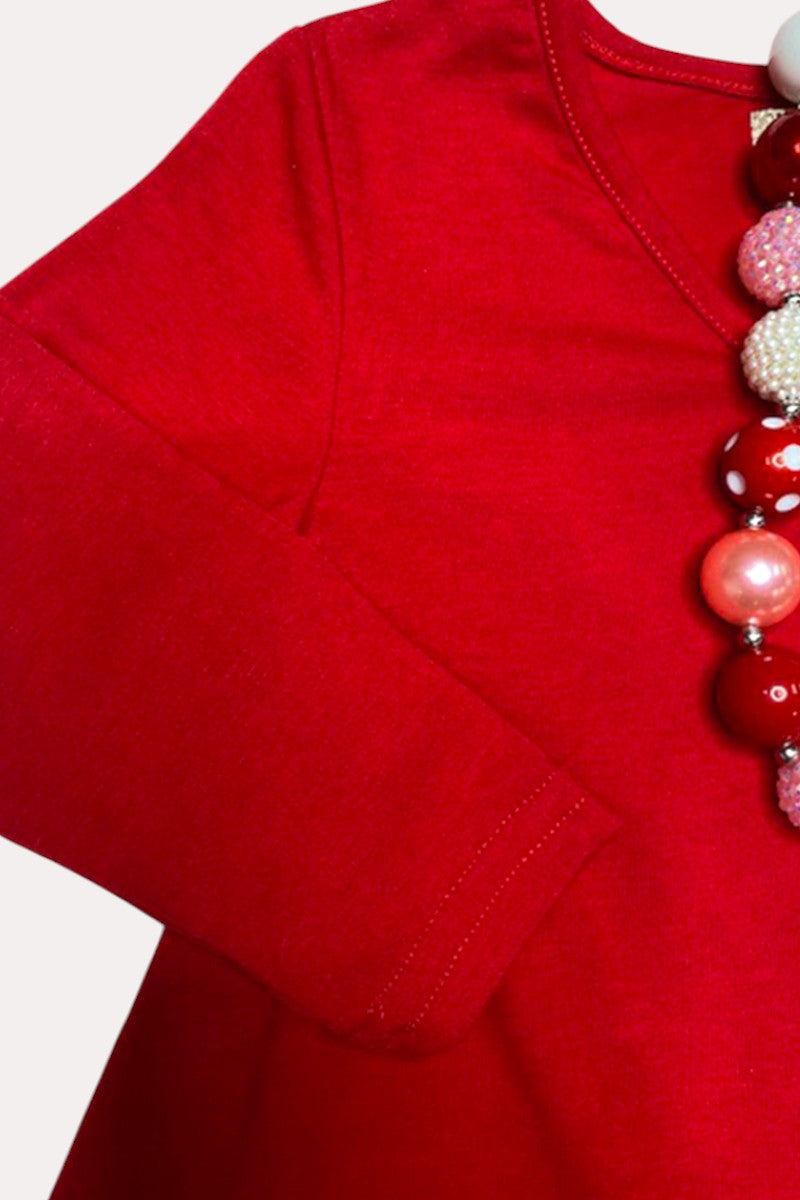 X0020-7 Red high-low long style & long sleeve girls dress