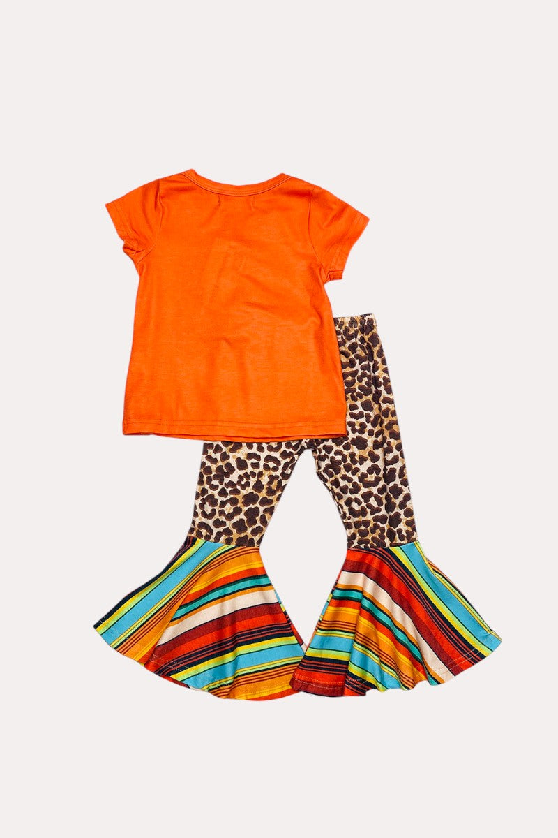 X0333-4 "MAMA tried" top & Leopard erape pant 2pcs girls sets
