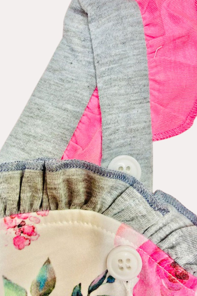 X0555-13 Floral printed & grey dot sleeveless summer girls dress