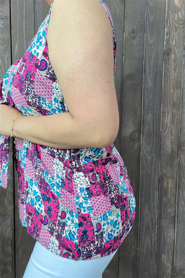 YMY6932 Multi color/pattern sleeveless blouse