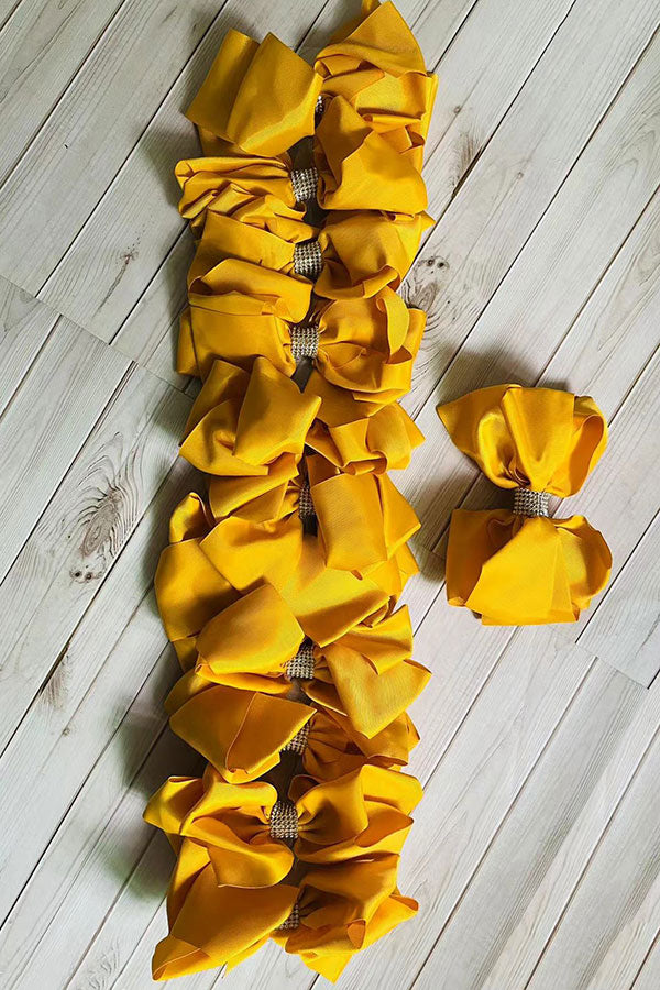 Chic double layer rehinestone 7.5" yellow boutique girls hairbow $12 for 12pc