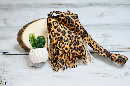 PU leopard tassel kids fashion bags cute purse