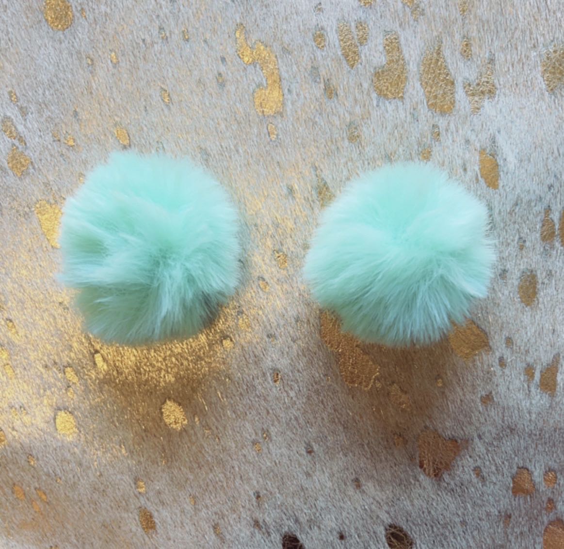 Aqua fashionable pom pom clip on earrings DLH1124-1