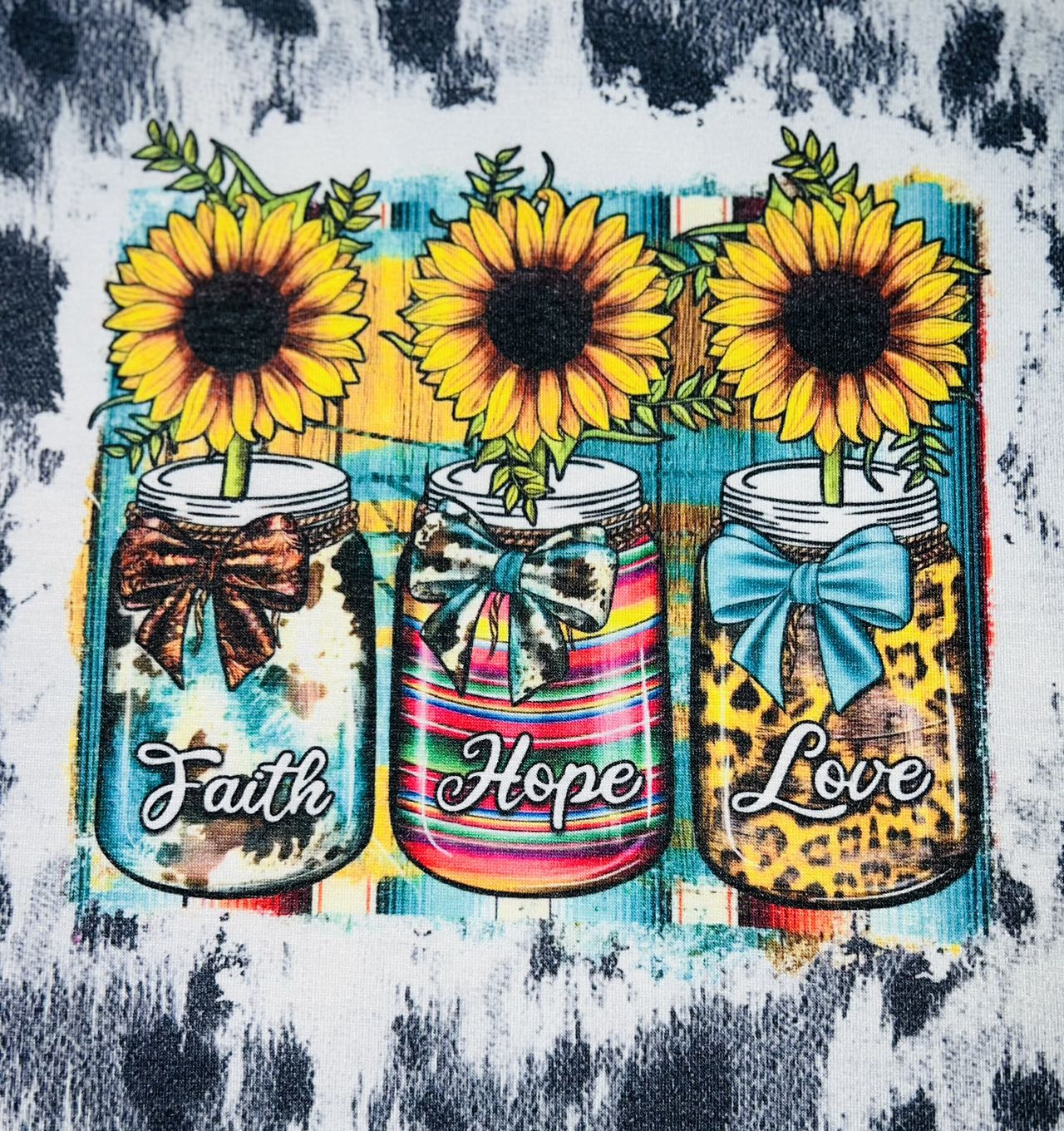 "Faith, Hope, & Love" mason jars w/sunflowers short sleeve t-shirt DHL0923-09