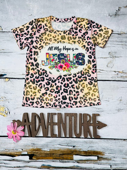 "All my hope is in JESUS" floral & animal print short sleeve t-shirt DLH1108-13