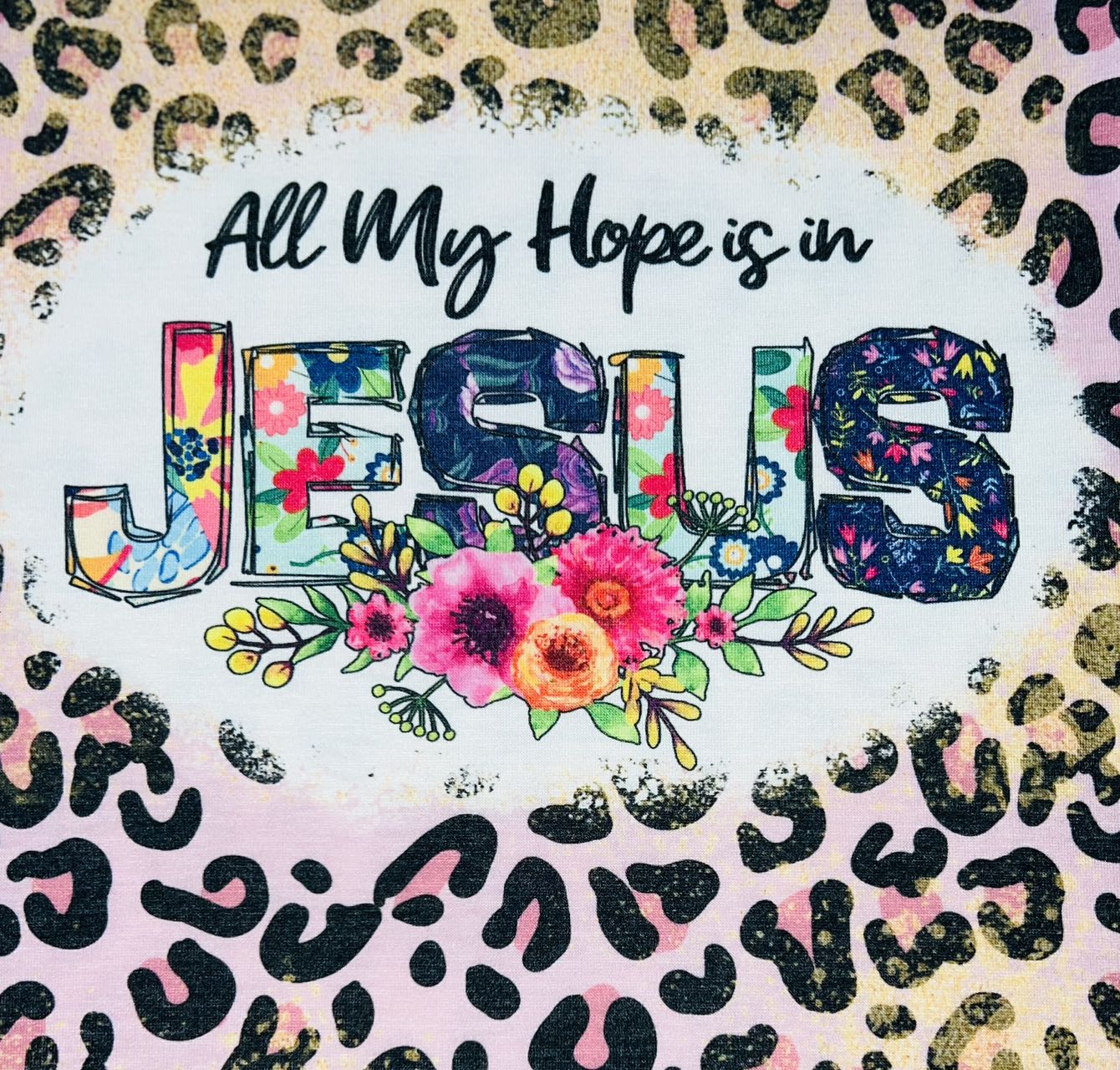 "All my hope is in JESUS" floral & animal print short sleeve t-shirt DLH1108-13