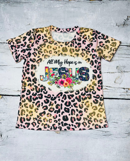 "All my hope is in JESUS" floral & animal print short sleeve t-shirt DLH1108-13
