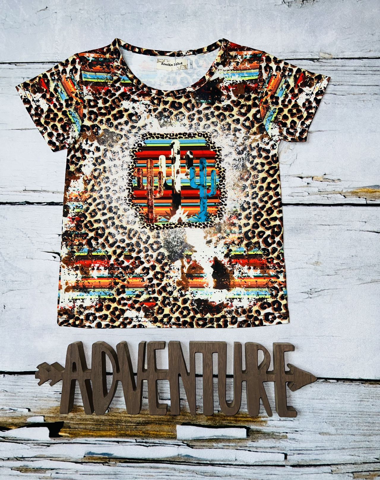 Cactus, serape, & leopard print short sleeve t-shirt XCH0722-20H