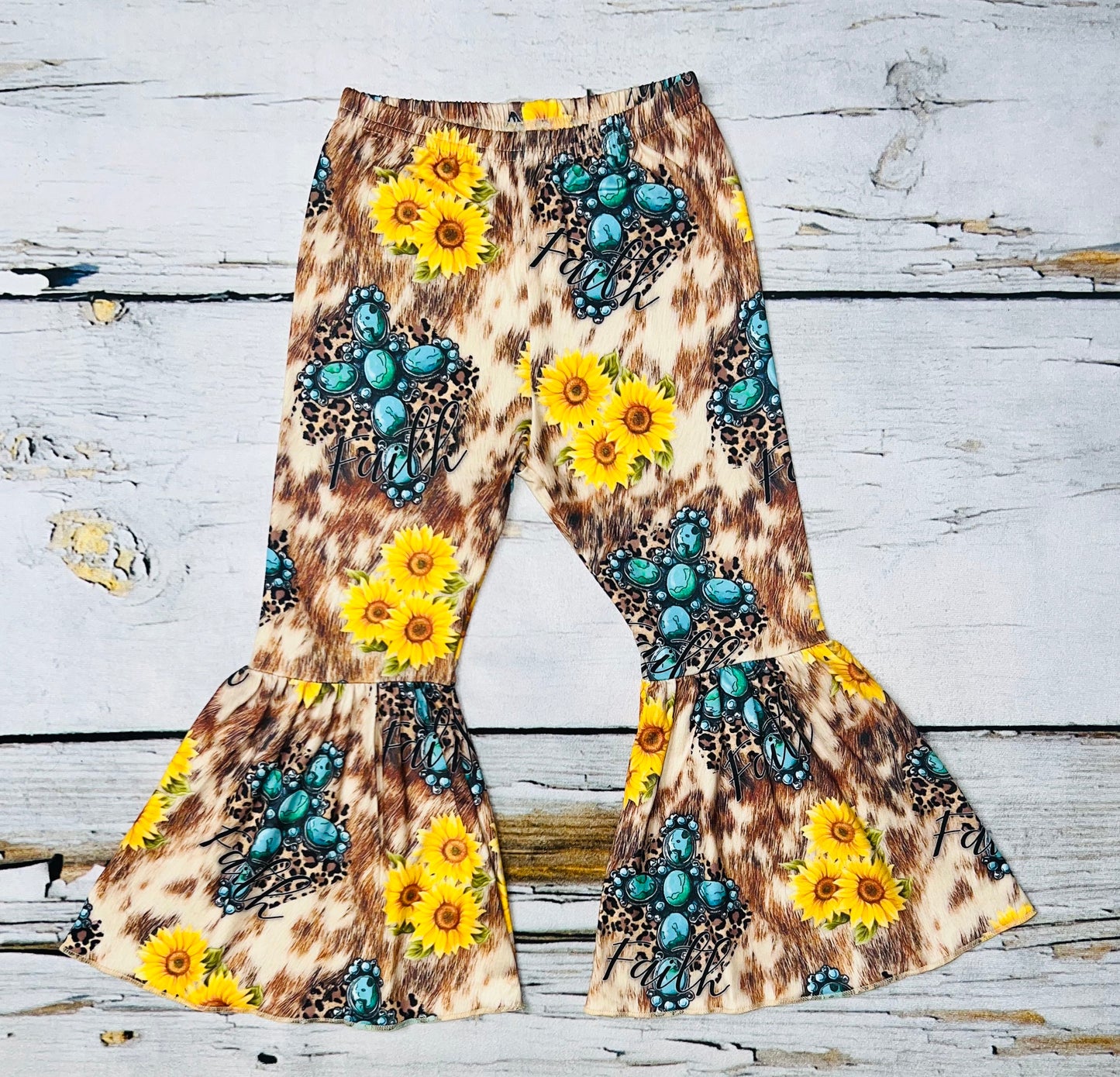 Yellow "faith" cross & sunflowers 2pc set