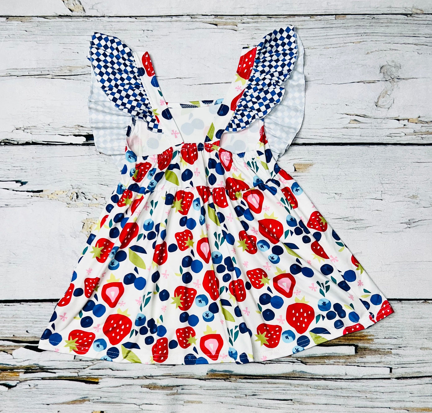 Strawberries & blueberries white, red, & blue 2pc set WY1231