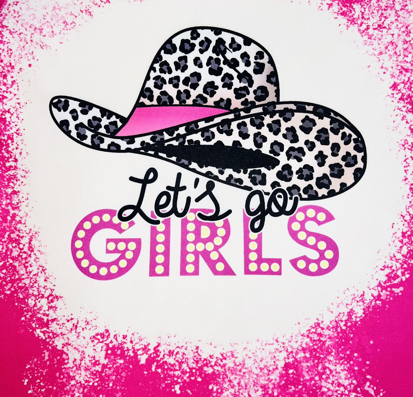 "LET'S GO GIRLS" bleached hot pink short sleeve top