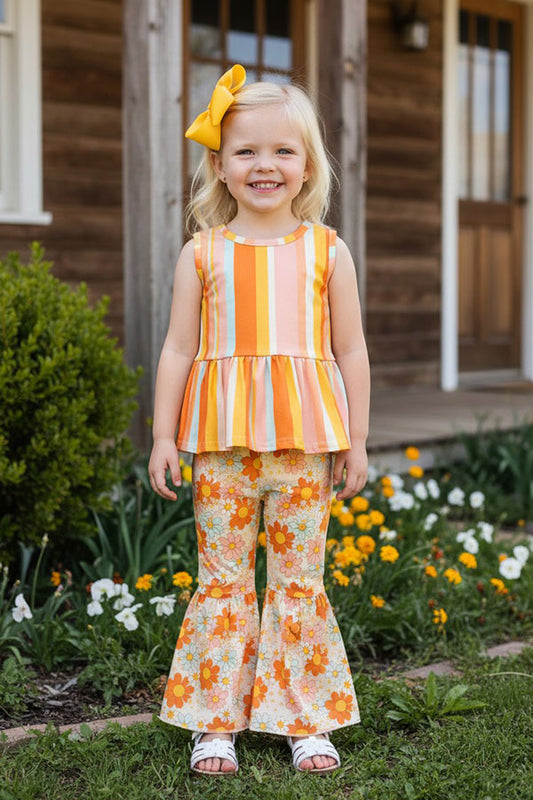 Western chic floral pant 2pcs girls bouituqe set 1135WY (A5S9)