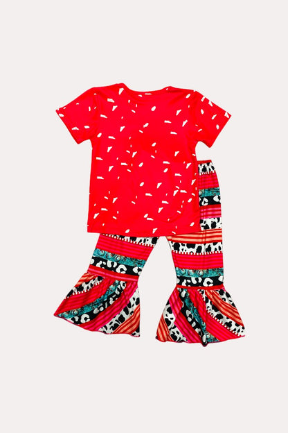 11585MZ "A LITTLE COUNTRY, A LITTLE HOOD" bright pink girls set