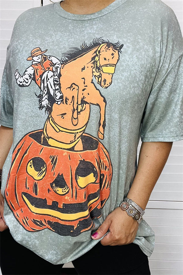 XCH13662 PUMPKIN COWBOY SHORT SLEEVE TEE