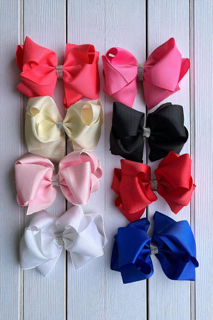 Red double layer hair bows 7.5" with rhinestones(4PCS/$10.00)