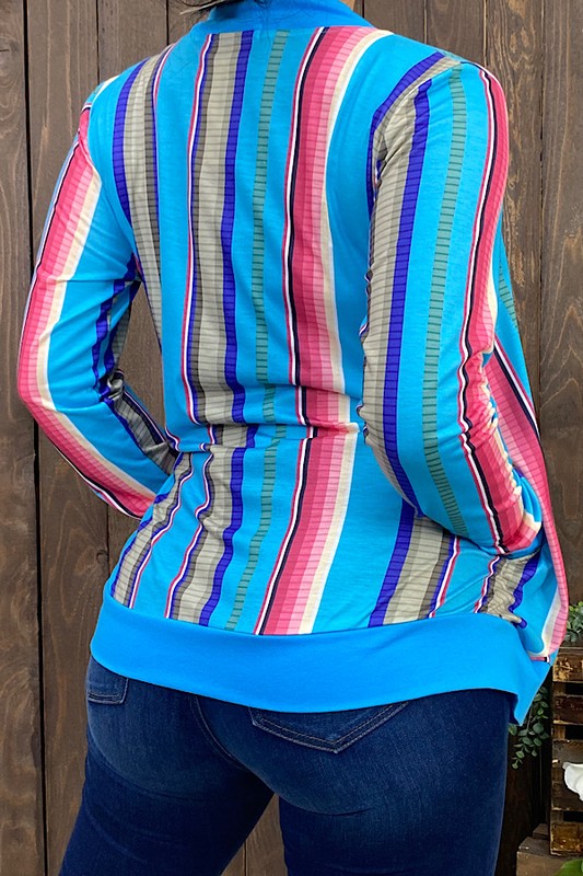 GJQ9433 Multicolor serape zipper jacket