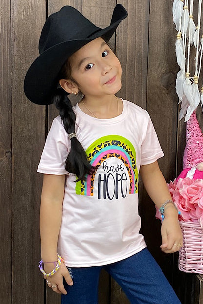 Baby pink "Have Hope" rainbow short sleeve t-shirt DLH1215-34