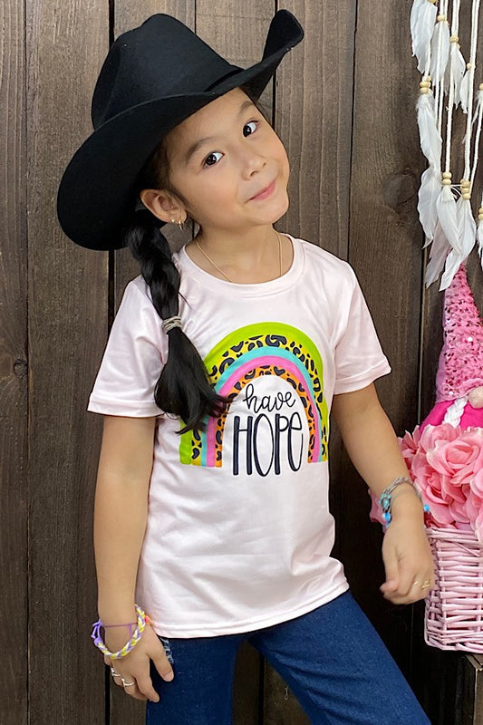 Baby pink "Have Hope" rainbow short sleeve t-shirt DLH1215-34