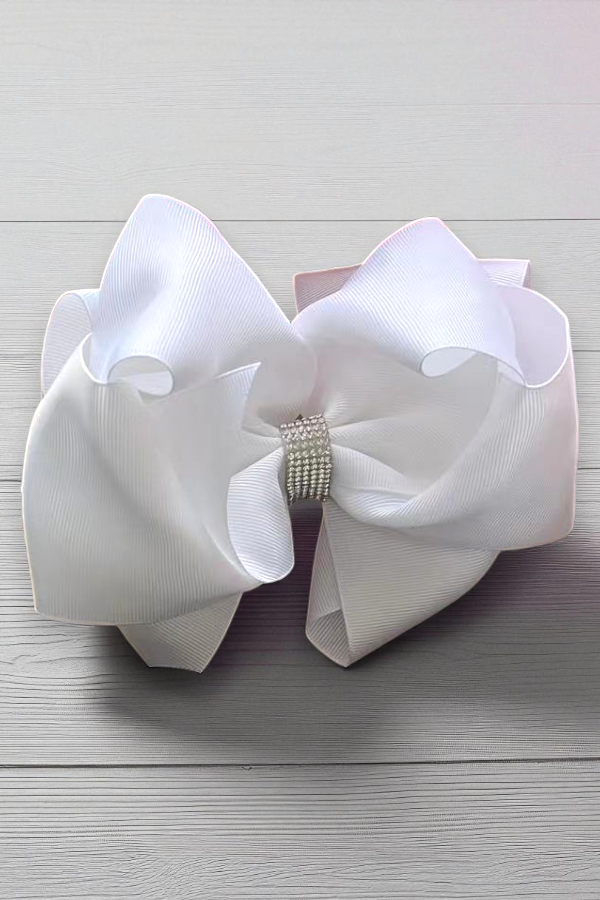 White double layer rhinestone bow 7.5"(set of 4pcs for $10.00)