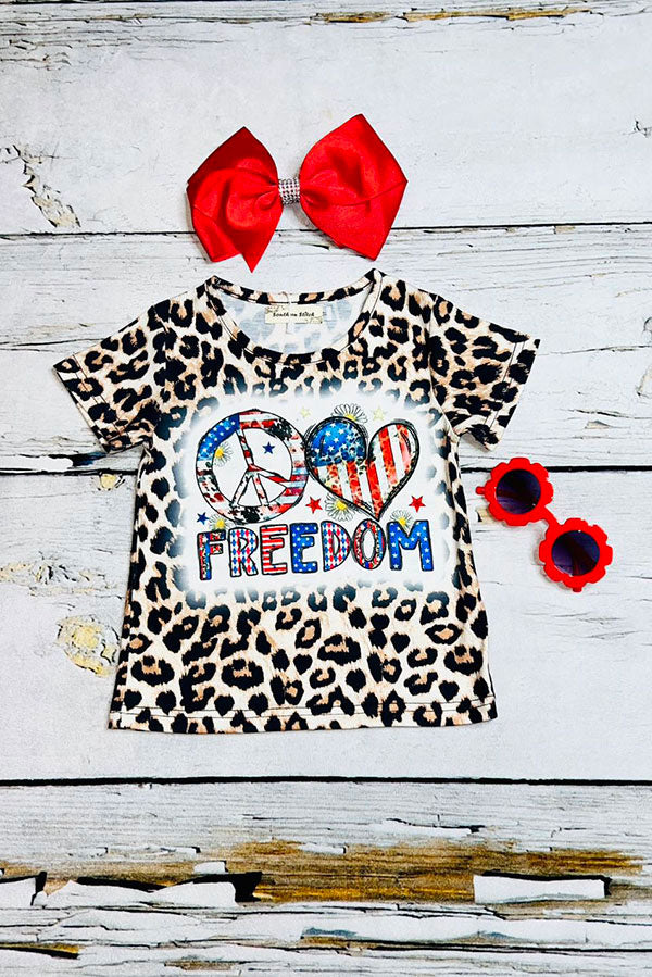 4th July FREEDOM Patriotic print short sleeve t-shirt XCH0899-3